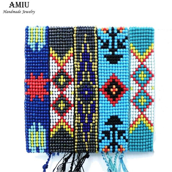 

amiu handmade friendship bracelet hippy colorful seed beads charm friendship trendy bracelets for women men christmas day 2019, Black