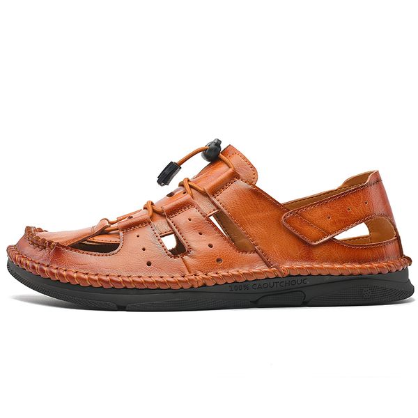 

sandals 44 de cuero on summer casual man italian praia outdoor piel footwear sandalia 2021 sandalhas beach big slippers, Black