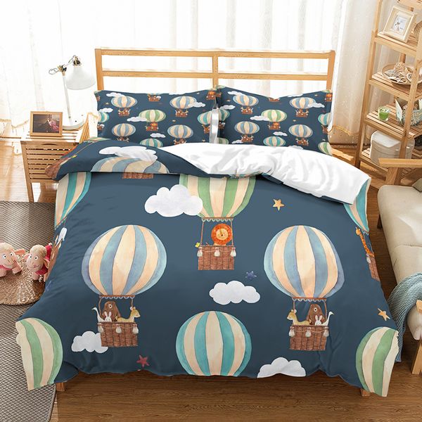 

yi chu xin cartoon blue air balloon duvet cover and pillowcase kids bedding set twin/ sizecomforter set