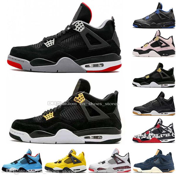 

bred 4 4s what the cactus jack laser wings mens basketball shoes denim blue tattoo pale citron men sports designer sneakers trainers