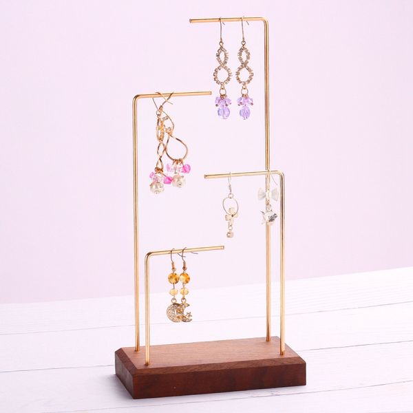 

ring display holder pendant earrings display stand metal stick solid wood jewelry display stand, Black;white
