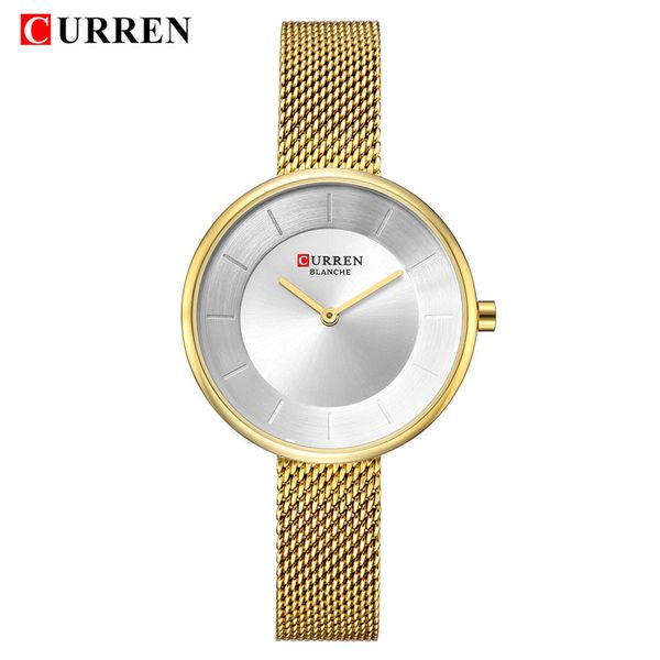 

women watches relojes para mujer curren fashon luxury ladies watch gold steel mesh quartz wristwatches casual female clock 9030, Slivery;brown