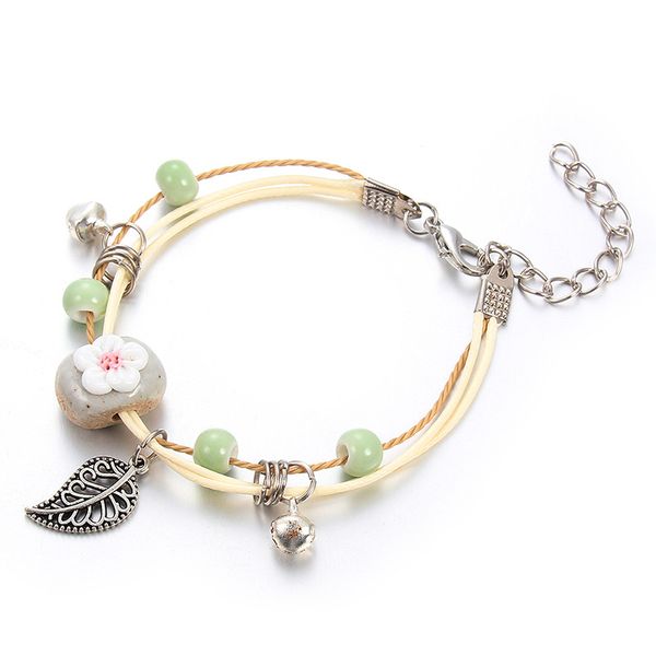 

ceramic bracelet girl knitting bracelet small fresh lovely forest series ornaments simple small bell for girls, Golden;silver
