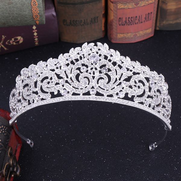 

fashion rose gold silver tiaras and crowns bridal rhinestone wedding hair jewelry for women princess diadem bride hair ornaments, White;golden