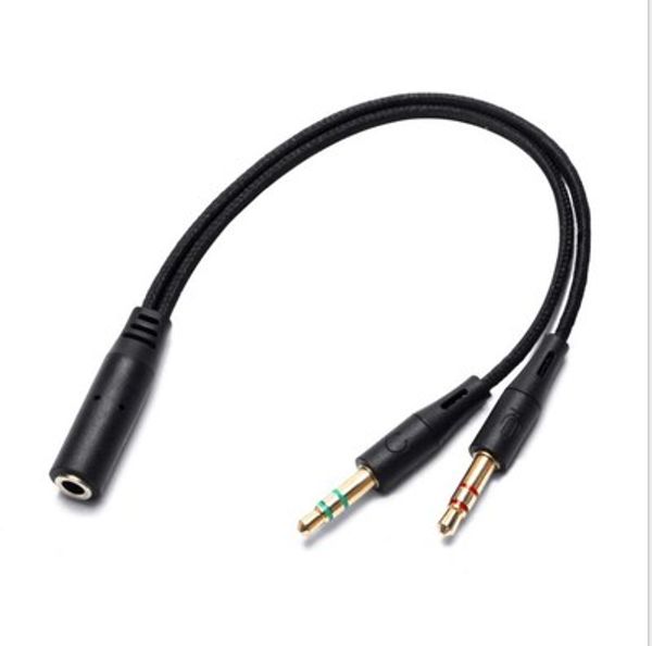 

adapter cable 2 in 1 3.5mm gold-plated adapter converter cable for headphone for smart phone mic pc