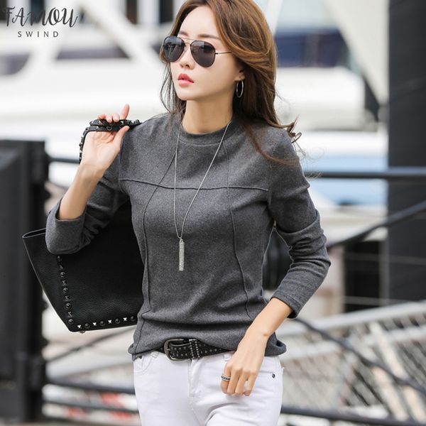 

с длинным рукавом футболка женщины одежда poleras mujer de moda 2020 повседневный tshirts хлопок tshirt top tee shirt femme, White