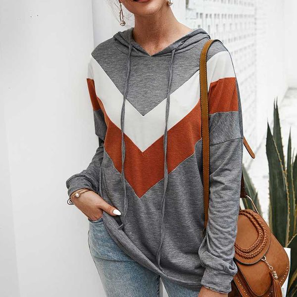 

autumn women's fashion sweatshirts splice new hooded stitching long sleeve shirt women 2019 chic casual bottom sweatshirt womens, Black