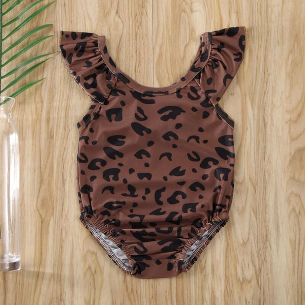 

kids baby girl leopard print swimming costume swimsuit swimwear outfits, Blue