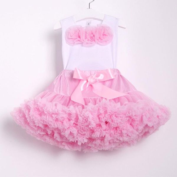 

2020new baby girl pink tutu skirts kids lace wedding dress fluffy ballet dance tutus pettiskirts children birthday party outfits, White