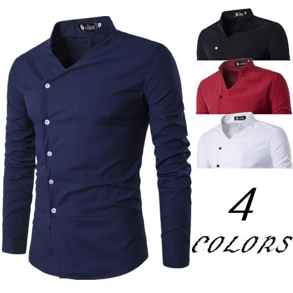 

new fashion casual men shirt long sleeve slim fit shirt men shirts mens clothes, White;black