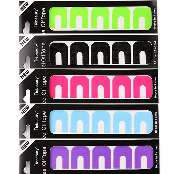 

rikonka 1sheet u shape spill proof diy nail tool for manicure durable polish varnish protector for nail art painting, Black