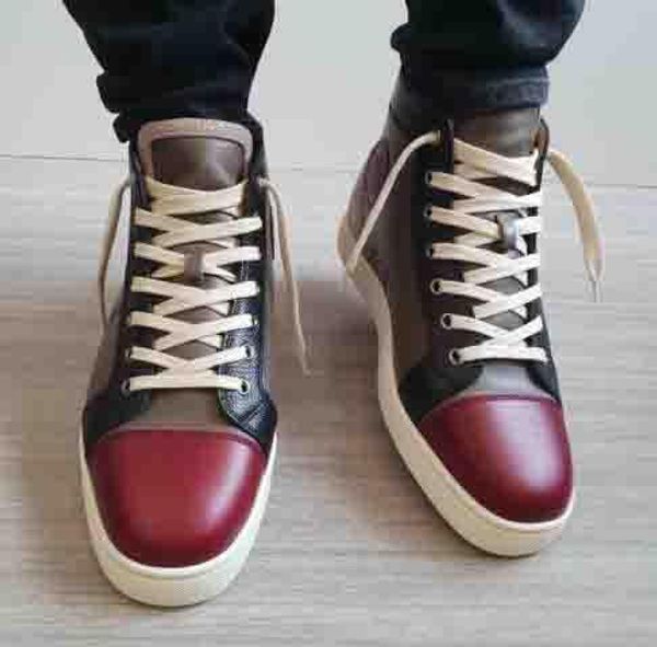 

with hand bag] birthday gift red brand designer wine-red genuine leather red bottom men sneakers orlato mastic sneakers trainers cs10, Black