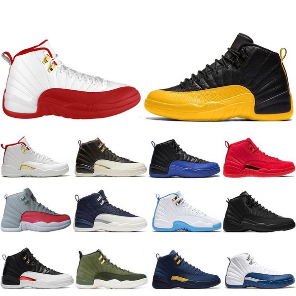 

new style university gold fiba 12 12s game royal basketball shoes reverse taxi gs cny michigan white grey gym red mens trainers sneakers