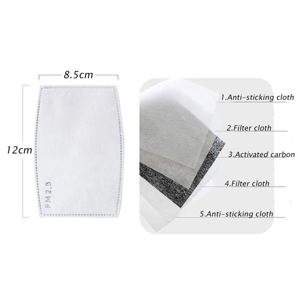 

100 pieces 5 layers pm2.5 kn95 activated carbon filter for mouth masks dust mask filter protective filter media dust-proof filters new