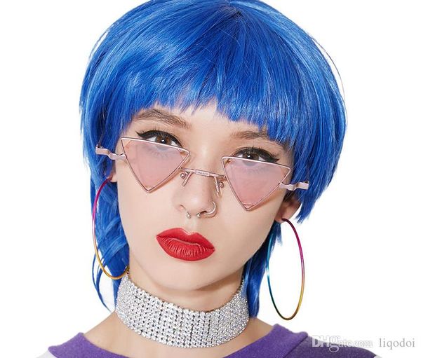 

fashion triangle hollow out metal steampunk style sunglasses women cool brand design sun glasses small frame uv400, White;black