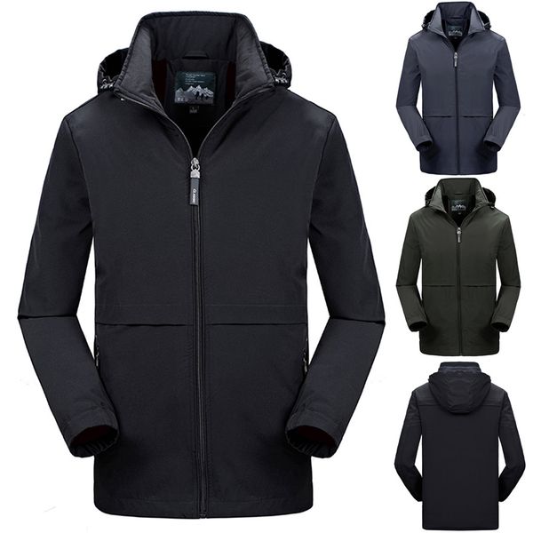 

men's down & parkas casual waterproof hoodie hat detachable breathable sport outdoor coat winter jacket men chaquetas hombre, Black