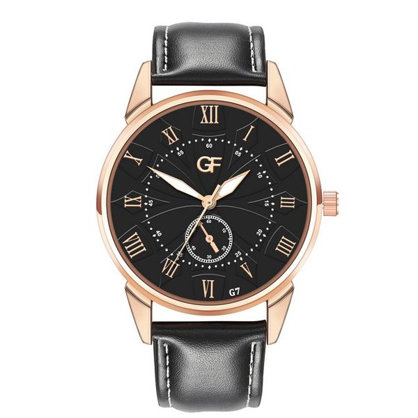 

newly men quartz watch pu leather belt business sports waterproof wristwatch gifts party vk-ing, Slivery;brown