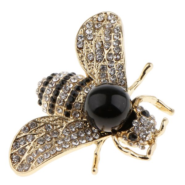 

handmade pearl rhinestone honeybee brooch insect lapel pin boutonniere, Gray