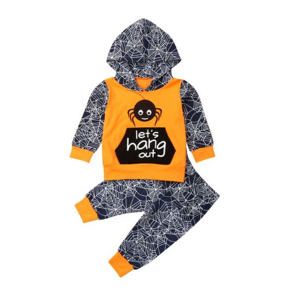 

1-6y toddler baby boys halloween clothes sets long sleeve hooded pants leggings outfits, White