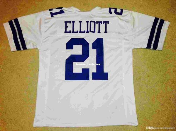 

retro custom sewn stitched #21 ezekiel elliott white mitchell & ness jersey s-5xl,6xl men's football jerseys rugby, Black;blue
