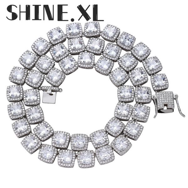 

new 10mm wide square zircon diamond men's necklace gold silver plated hiphop bling chain