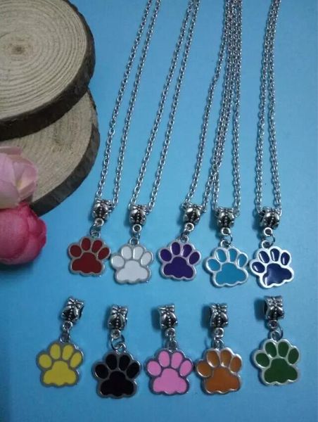 Hot New Lega Smalto Goccia Gatto/cane/orso stampa zampa Collana con ciondolo Gioielli da donna Migliore amico Regalo di festa - 4