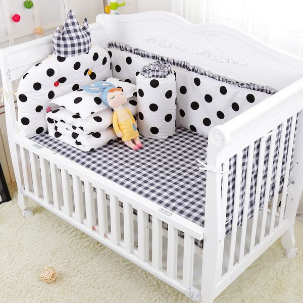 

6pcs/set crib bedding kit washable cotton bed sheet crib bumper baby pillow newborn headrest cot protector set for bed 120x70cm