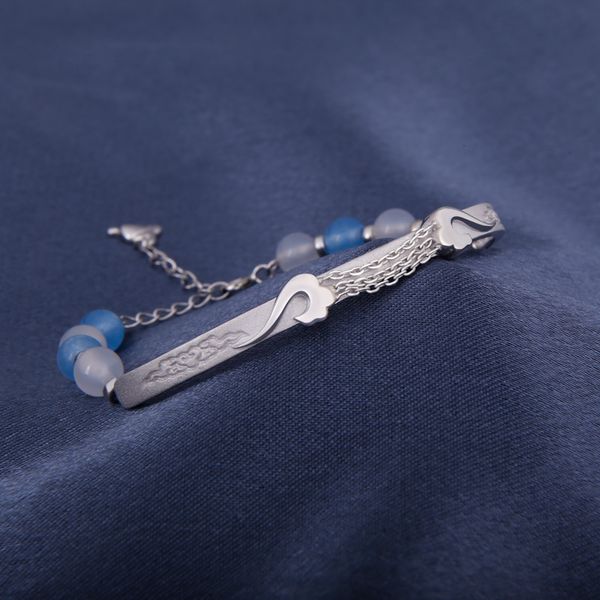 

grandmaster of demonic cultivation lan wangji s925 sterring silver bracelet bl anime cosplay gifts high quality, Golden;silver