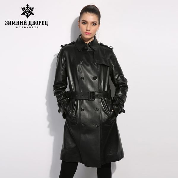 

winter leather jacket and long sections women 2017 winter new large size women slim thin thick women's sheepskin coat, Black