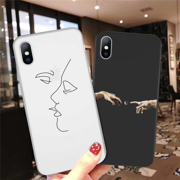 

lovebay phone case for iphone 11 6 6s 7 8 plus x xr xs 11pro max 5 5s se cartoon statue abstract art painted soft tpu back cov