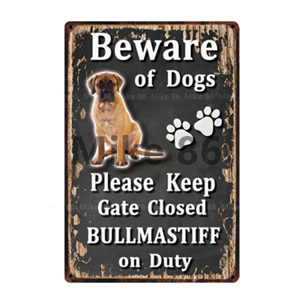 

mike86 ] pets beware of dogs bull terrier chihuahua metal sign tin poster home decor bar wall art painting 20*30 cm size dd-22