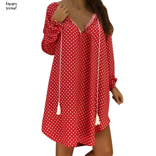 

dresses elegant v neck polka dot print loose long sleeves evening party dress costume swing prom ladies designer clothes, Black;gray