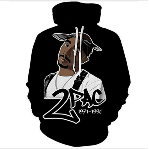 

out fashion streetwear 3d hd print casual 2pac tupac hoodies sweatshirts men women hoodie jacket coat lms090, Black