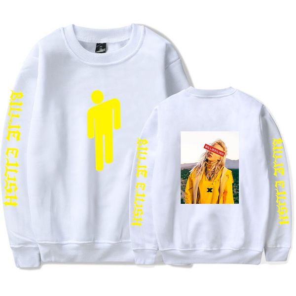 

billie eilish round neck sweatshirt men women hoodies white o neck sweatshirt 2019 billie eilish new fans clothes 4xl, Black