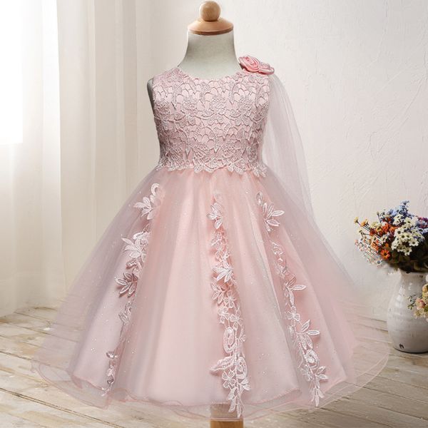 

europe and america new style childrenswear baby lace wedding dress tutu lace princess dress a year of age formal manufactu, Red;yellow