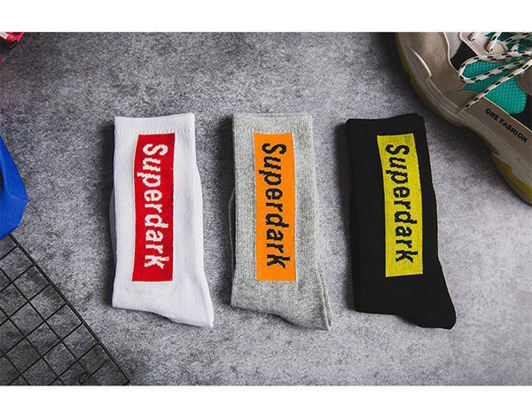 

mens designer middle tube socks street letters fashion tide brand hip hop sports cotton men and women stockings 3 colors, Black
