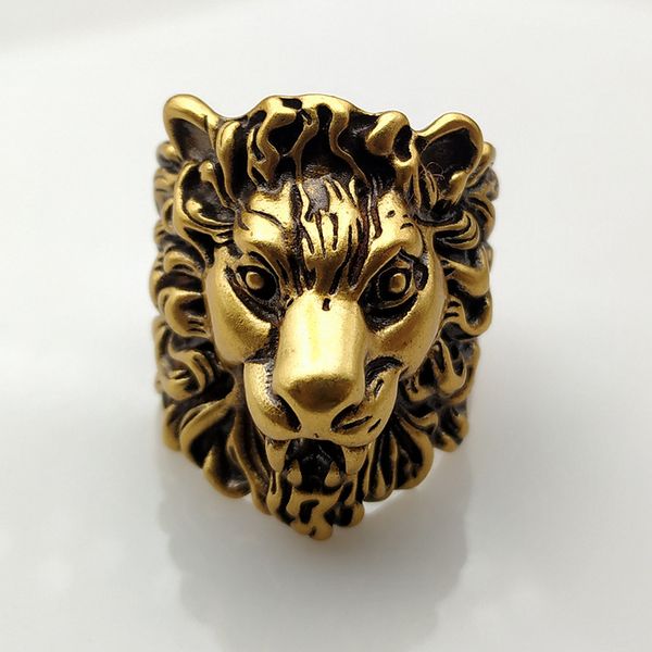 

g men's ring gold lion head gothic silver ring custom logo for men's and women's wedding parties with christmas and friends&#, Golden;silver