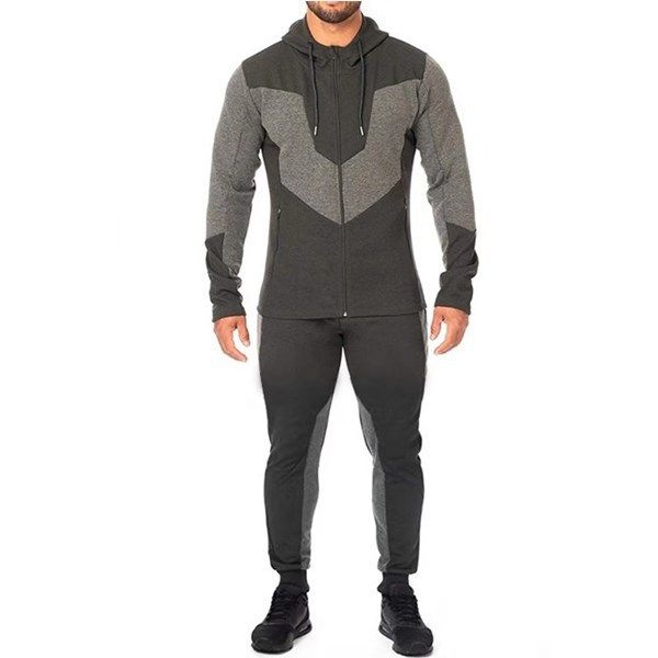 

mens tracksuits men casual style 2 piece long sleeve hooded coat fitness jogging casual suits asian size -3xl, Gray