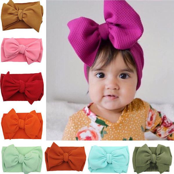 Bebés Meninas Nylon headbands arco Elastic bowknot hairbands crianças headwear cocar cabeça bandas Knot Turban Wraps 30 cores