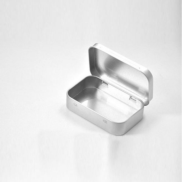 

plain silver tin box 95x60x21mm rectangle tea candy mint business card usb storage box case wholesale