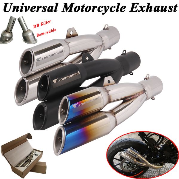 

motorcycle exhaust pipe escape universal modified scooter muffler 2 holes db killer for z250 r15 cb400 ninja 400 z750