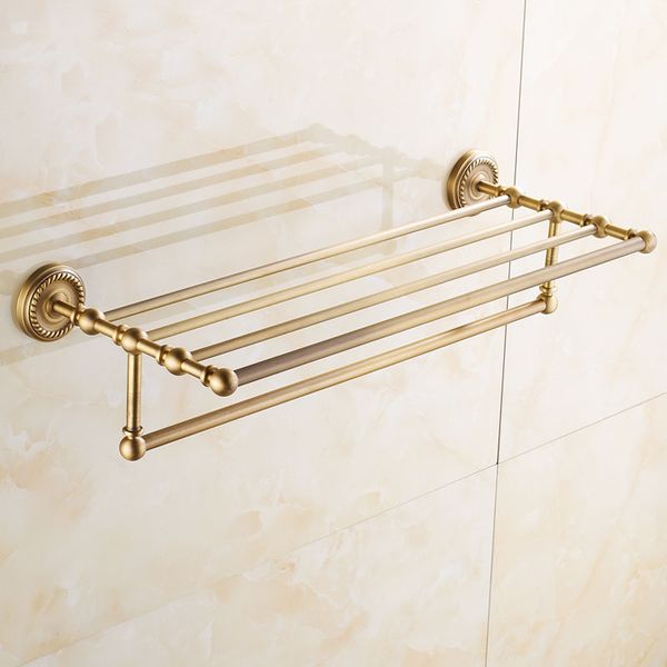 

30/40/50cm brass l bathroom shelves towel holder vintage, square antique shelf towel rack double storage rack with bar
