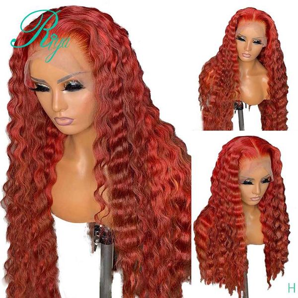 

13x6 150% red burgundy color wig deep wave lace front human hair wigs for black women preplucked closure wig brazilian remy hair, Black;brown
