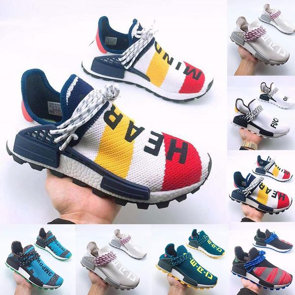 

легкий human race мужчины женщины кроссовки pharrell williams x черный кремовый желтый белый красный мужчины дизайнерские тренеры открытый о