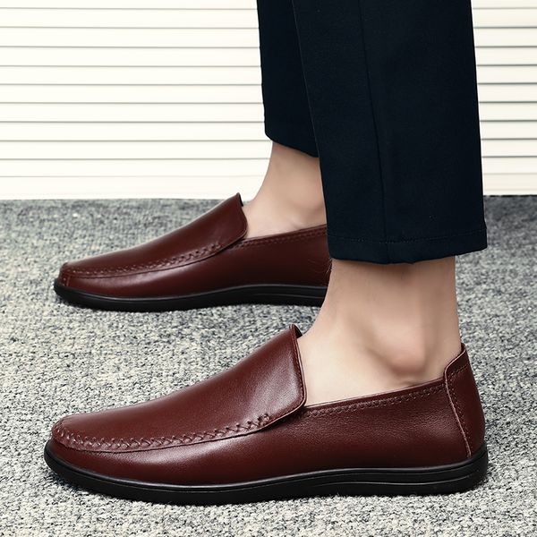 

italian style casual shoes men vintage leather loafers male slip on men driving shoes moccasins classic male loafers hc-583, Black