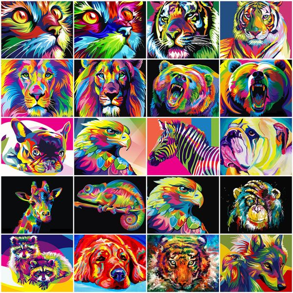 

huacan pictures by number animals cat oil painting by numbers set home decor coloring by numbers lion drawing canvas wall art