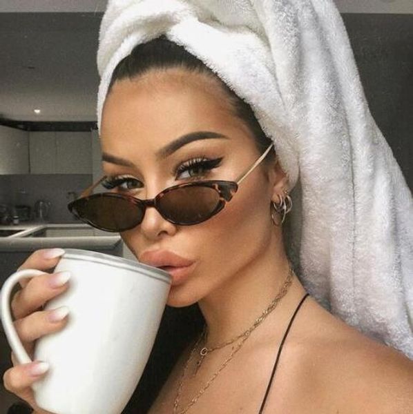 

unique cat eye sunglasses female thin tortoise glasses small eyewear fashion metal black sunglasses women cute shades uv400, White;black