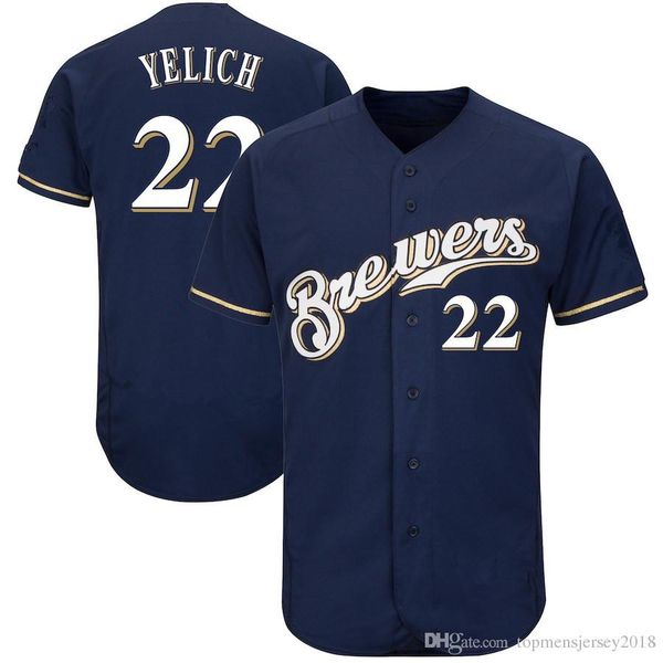 

Milwaukee Mens Brewers 22 Christian Yelich Jersey Top 8 Ryan Braun 19 Robin Yount 7 Eric Thames Baseball Jerseys