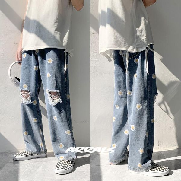 

2020 летняя мужская printed hole багги homme повседневные брюки карго карман wash джинсы biker denim синий цвет брюки плюс размер s-2xl, Blue