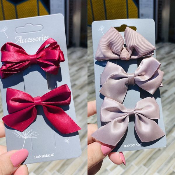 

korean children's bow cute side clip set fabric butterfly headdress headdress accessories hair clip girls' hair accessories, Slivery;white